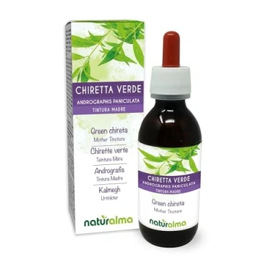 Image of Green Chiretta (Andrographis paniculata) Tops Alcohol Free Mother Tincture Naturalma Liquid Extract Drops 120 ml Food Supplement Vegan
