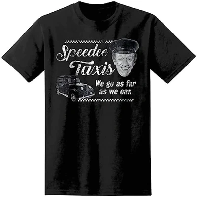 Image of Carry On Cabby Sid James Speedee Taxis Advertising T Shirt (M) Black