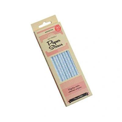 Image of Eddingtons Paper Straws Blue And White Polka Dot 30 Pack
