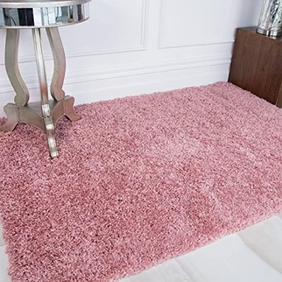 Image of Blush Light Pink Super Soft Fluffy Shaggy Hallway Carpet Runner Rug Modern Dense 3cm Pile Pale Bedroom Floor Lounge Living Room Area Rugs 180cm x 270cm