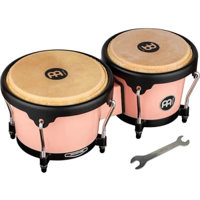 Image of Meinl Percussion Bongos Journey Series 2 hand drums with 6.5 and 7.5 inches including tuning key ABS plastic, Pink (HB50FB)
