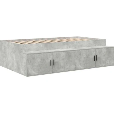 Image of vidaXL Storage Bed Frame Concrete Grey 100x200 cm