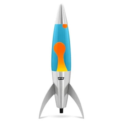 Image of Blob Lamps® Rocket Liquid Motion Lamp Orange Wax Blue Matt Black Metal Base &amp; Cap 17 Magma Mood Light