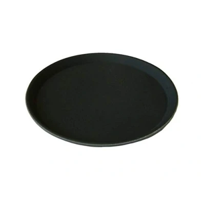 Image of 16&quot; Round Black Non Slip Waiters Serving Tray