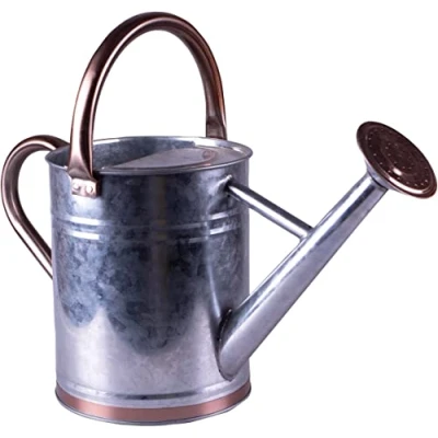 Image of St Helens Home and Garden 4 Litre Easy Hold Light Weight Metal Bronze Watering Can For Outdoor Indoor Use on Flowers Gardens With Removeable Rose