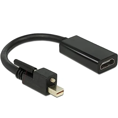 Image of Delock 62640 Adaptor Mini DisplayPort 1.2 Male with Screw to HDMI Female 4K Active Black