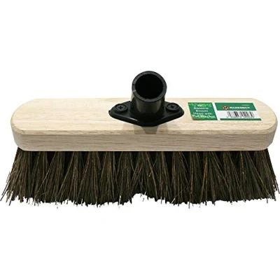 Image of 10&quot; BROOM HEAD WOODEN HARD YARD GARDEN SWEEPING CLEANING BRUSH BRISTLE STIFF NEW