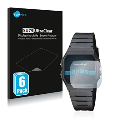 Image of Savvies 6 Pack Screen Protector compatible with Casio Collection Unisex F 91W Protection Film Clear