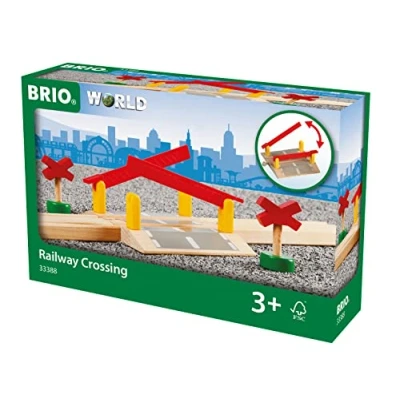 Image of BRIO World Railway Crossing for Kids Age 3 Years Up Wooden Train Accessories and Add Ons