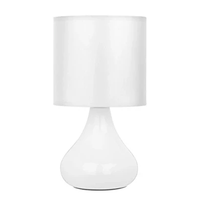 Image of Premier Housewares E14 Small Edison Screw Bulbus Ceramic Table Lamp with Fabric Shade, 40W White,H26 x W14 D14cm