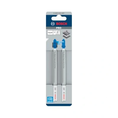 Image of Bosch 2x PRO Metal pipes and Profiles T321AF Jigsaw Blade (for profiles, Steel sheets, Length 132 mm, Professional Accessory Jigsaw)