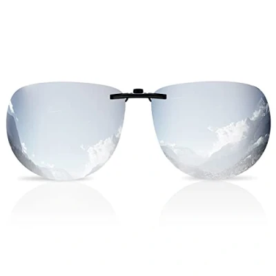 Image of Goiteia Polarized Non Flip up Clip on Sunglasses over Prescription Glasses for Fashion Men WomenCompact Fit（Silver Mirrored lenses）