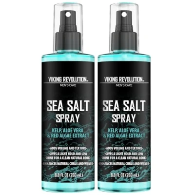 Image of Viking Revolution Sea Salt Spray for Hair Men 2 x 240ml Texturizing with Kelp, Aloe Vera &amp; Red Algae Extract Surf To Add Volume and Texture Beach