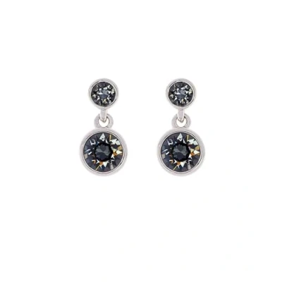 Image of Karen Millen Crystal Dot Drop Earrings For Women (Silver/Dark Grey Crystal)