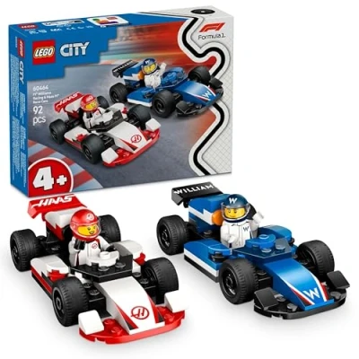 Image of LEGO City F1 Williams Racing &amp; Haas Race Cars Toy Formula 1 Building Models with 2 Driver Minifigures Start Lights Small Gift Idea for 4+ Year Old Toddlers, Boys Girls 60464