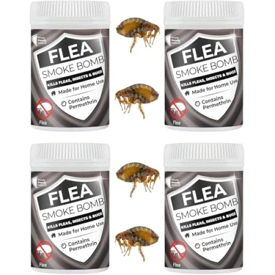 Image of Flea Smoke Bomb (4 Pack) Fast Acting Permethrin Comprehensive Pest Control for Fleas, Moths, Bed Bugs, Ants &amp; Spiders, Easy to Use, Fumigation Home, Up 30m² Coverage