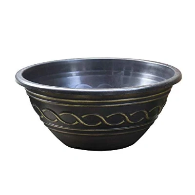Image of Modern Black and Gold Patio Planting Bowl Plant Pot for Aquatic Plants Stylish Feature Perfect Small Gardens Sturdy Plastic 1 x by Thompson Morgan