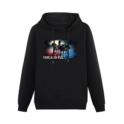 Image of Mgdk Chicago Pd Hoodies Long Sleeve Pullover Loose Hoody Sweatershirt XL Black