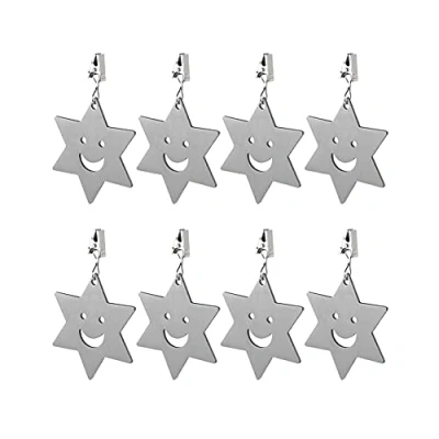 Image of Alnicov Set of 8 Stainless Steel Tablecloth Weights with Clips for Family Dinner Table and Outdoor Picnic Decoration(Stars)