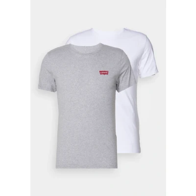 Image of Levi&#039;s Men&#039;s 2 Pack Crewneck Graphic Tee T Shirt, White / Mid Tone Grey Heather, M Slim fit
