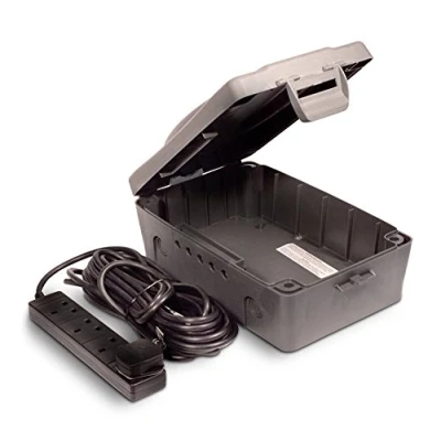 Image of Grey Weatherproof Enclosure Box by Masterplug with 4 Gang 10m Extension Lead (1 pc)