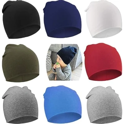 Image of DRESHOW 8 Pieces Baby Beanie Newborn Toddler Soft Cute Knit Hat Hospital Hats for Boys Infant Cap Beanies
