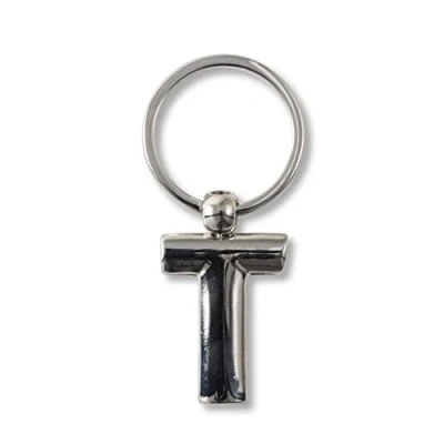Image of IF Metal Personalised Alphabet Letters T Keyring, 7 cm, Silver