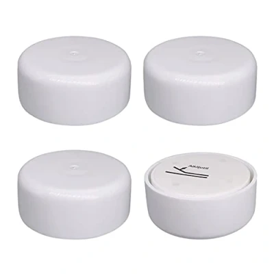 Image of SKIR&#039;CO (Pack of 4 pcs Height Adjustable Plastic Furniture Legs, Round Ø 55 mm, Self Adhesive Feet, With Stickers (4, White)