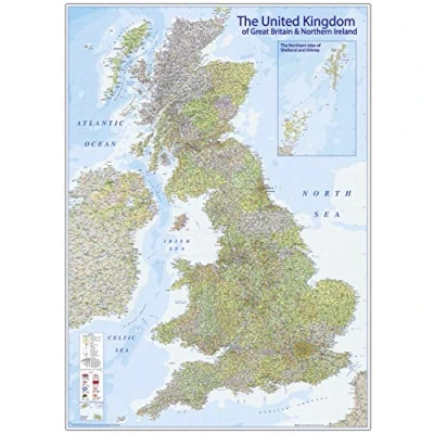 Image of XXL Premium MAP United Kingdom Giant Poster 2020 Great Britain, England MAPS IN MINUTES 100 x 140cm / 39 55in