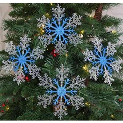Image of Christmas Concepts® 21cm (8.4&quot;) Large Glitter Decorated Snowflake Decoration Baubles (ROYAL BLUE, 4)