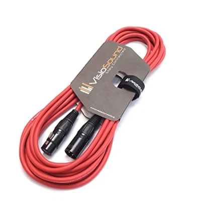 Image of VisioSound Premium Microphone Lead Male XLR to Female XLR/Pro Noiseless Balanced Cable (6m, Red)