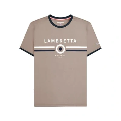 Image of Lambretta Mens Target Ringer Retro T Shirt Cinder S Brown