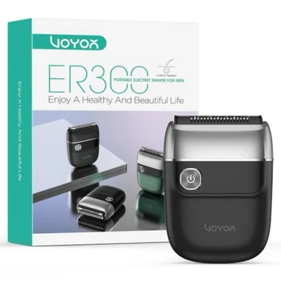 Image of VOYOR Foil Shaver, USB Mini Shavers for Men Rechargeable Electric Wet &amp; Dry Shaver with Easy Clean System Multifuctional Portable Travel ER300 (Silver)