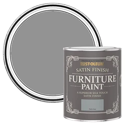 Image of Rust Oleum Grey Furniture Paint in Satin Finish Pitch 750ml