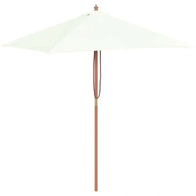 Image of vidaXL Garden Parasol with Wooden Pole 150x200 cm Sand