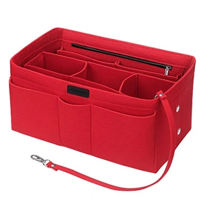 Image of Felt Handbag Organiser, Betoores Bag Organiser Insert Purse in Liner Tote Pouch,Red XL
