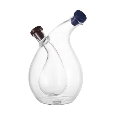 Image of Angoily Clear Glass Oil and Vinegar Dispenser, Kitchen Supplies Cruets Vinegar, 2 in 1 Holder/Bottle, A Beautiful Addition to Any Dinnerware Set
