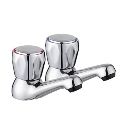 Image of JASSFERRY 1/2&quot; Pair of Basin Taps Traditional Knob Handle Bathroom Sink Tap Club Hot &amp; Cold Faucet, Chrome Polished Set 2