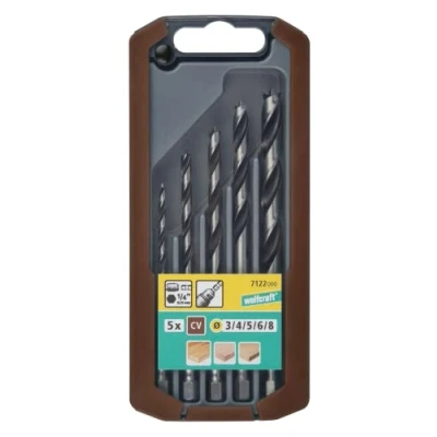Image of wolfcraft Wood Twist Drill Bit Set, Hexagon Shank, Ø 38 mm, 5 Pcs. I 7122000 For drilling into softwood