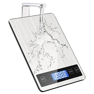 Image of Digital Kitchen Scales 15KG/33lb Food with Stainless Tempered Glass, Electronic Weighing Scale Cooking Baking Tare Function LCD Display for
