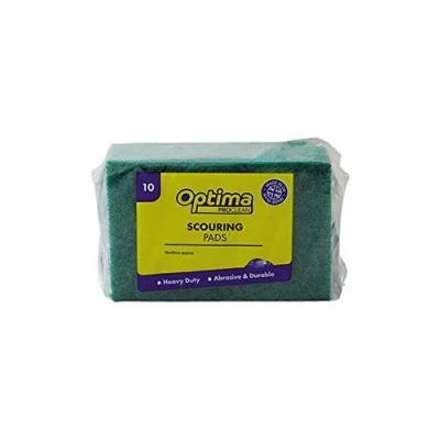 Image of Ramon Hygiene Pack of 10, Flat Pan Scouring Pad, Green, Half Size 15 x 10 cm