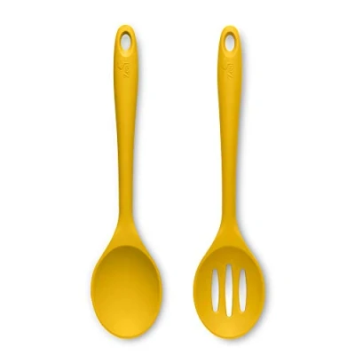 Image of Zeal JSET6M Non Stick Silicone Slotted Spoon &amp; Cooks 2 Piece Set Mustard