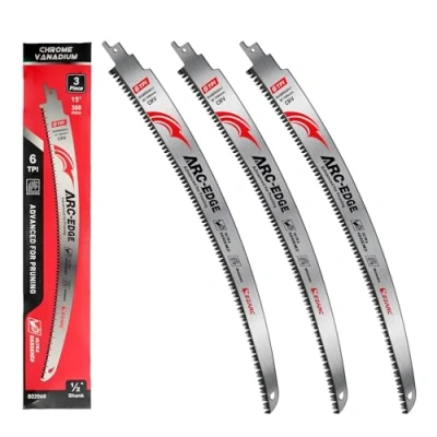 Image of EZARC Japanese Teeth Reciprocating Saw Blade 380 mm, Arc Edge Wood Pruning Blades 6TPI for Tree Trimming, Cutting, 3 Pieces