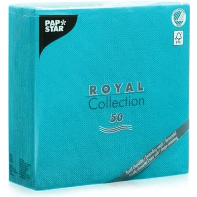 Image of Papstar Royal Collection 81748 Serviettes with 1/4 Fold 40 x cm Turquoise Pack of 50