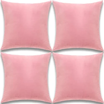 Image of Yonous Cushion Covers, Soft Premium Velvet Decorative Throw Pillow for Sofa Bed Couch Chair, Set of 4, Pink, 20 x inch / 50 cm