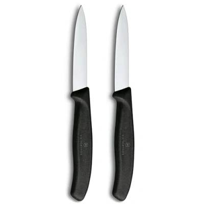 Image of Victorinox Swiss Classic Black 8cm Straight 2 Piece Pointed Tip Paring Knife Box Set