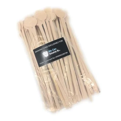 Image of We Can Source It Ltd Pack of 250 Wooden Disc Drink Cocktail Stirrers (20cm Long) 100% Biodegradable and compostable. The eco Friendly Alternative to Plastic!