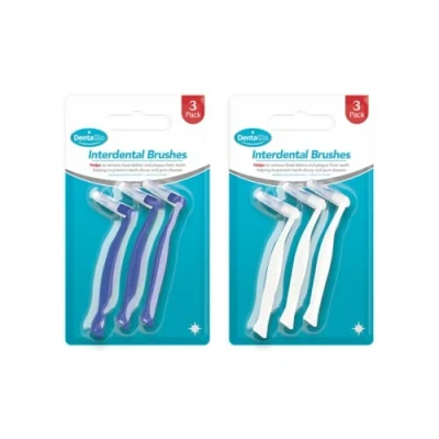 Image of Gem Imports DentaGlo Interdental Brushes, Assorted Colours Pack of 3
