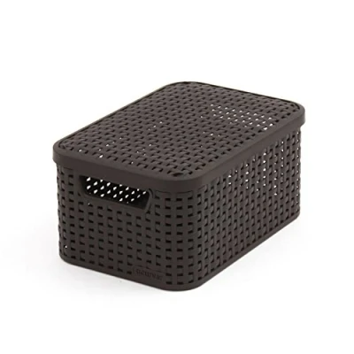 Image of Curver Style 205839 Storage Box Rattan Look Size S with Second Generation Lid Polypropylene