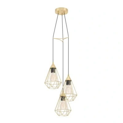 Image of EGLO Pendant lighting Tarbes, 3 bulb ceiling light fitting made of brushed brass, metal hanging lamp for dining and living room, E27 socket, Ø 12 inches